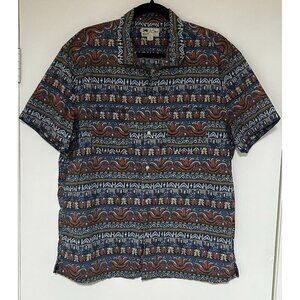 J. Crew Button Up Aztec Southwestern Tribal Multicolor Camp Hawaiian Shirt Sz L